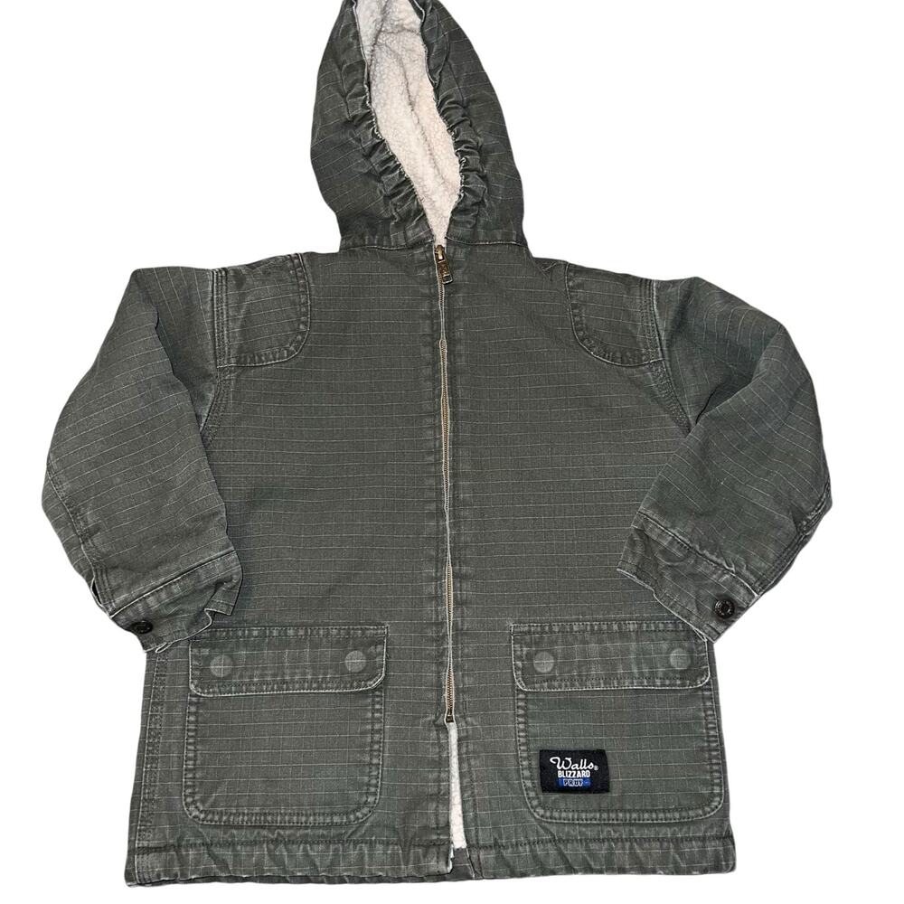 Walls Blizzard Pruf Sherpa-Lined Full Zip Hooded Jacket Youth size 4/5 green